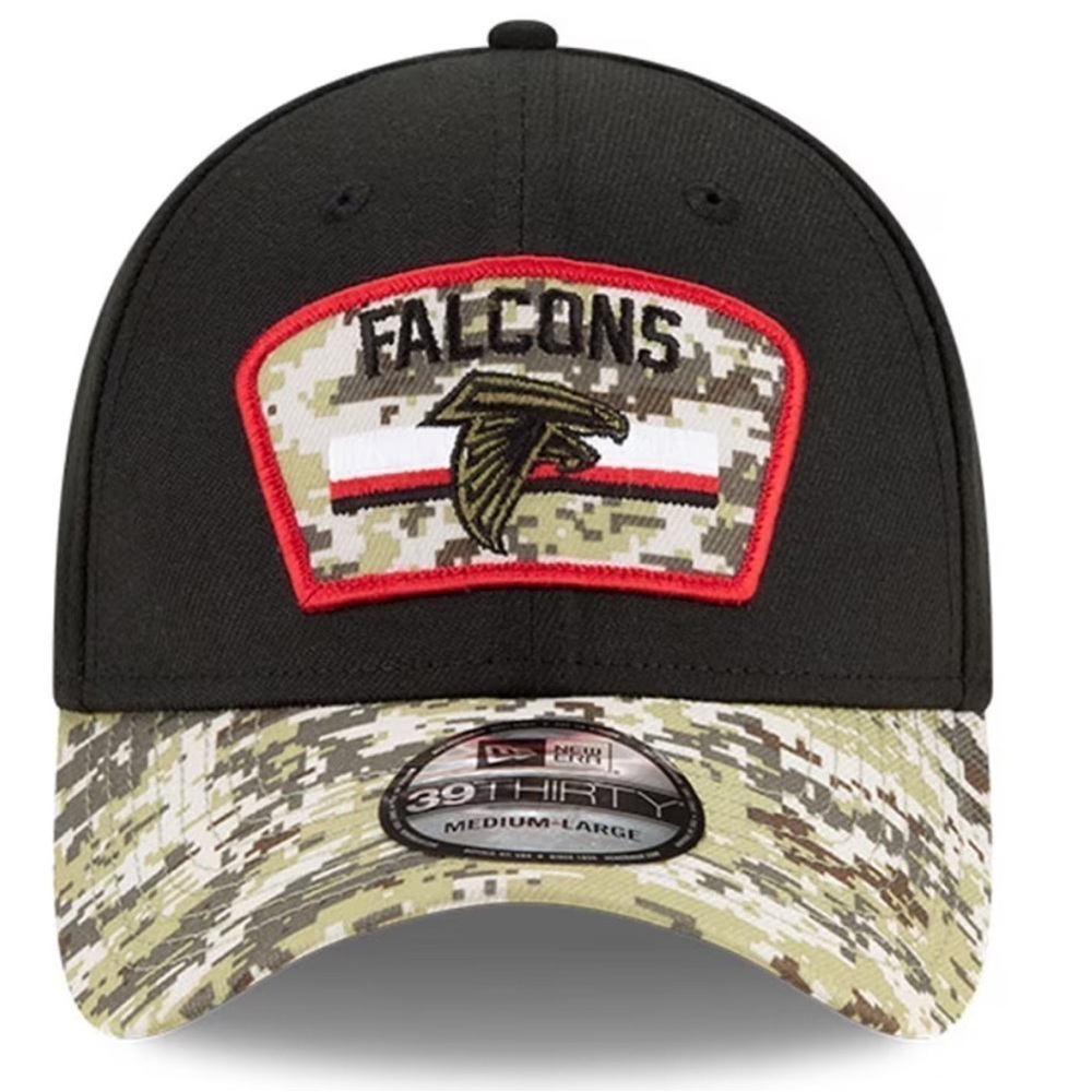 Atlanta Falcons Hat New Era 2021 Salute To‎ Service 39THIRTY Flex Black Camo NEW